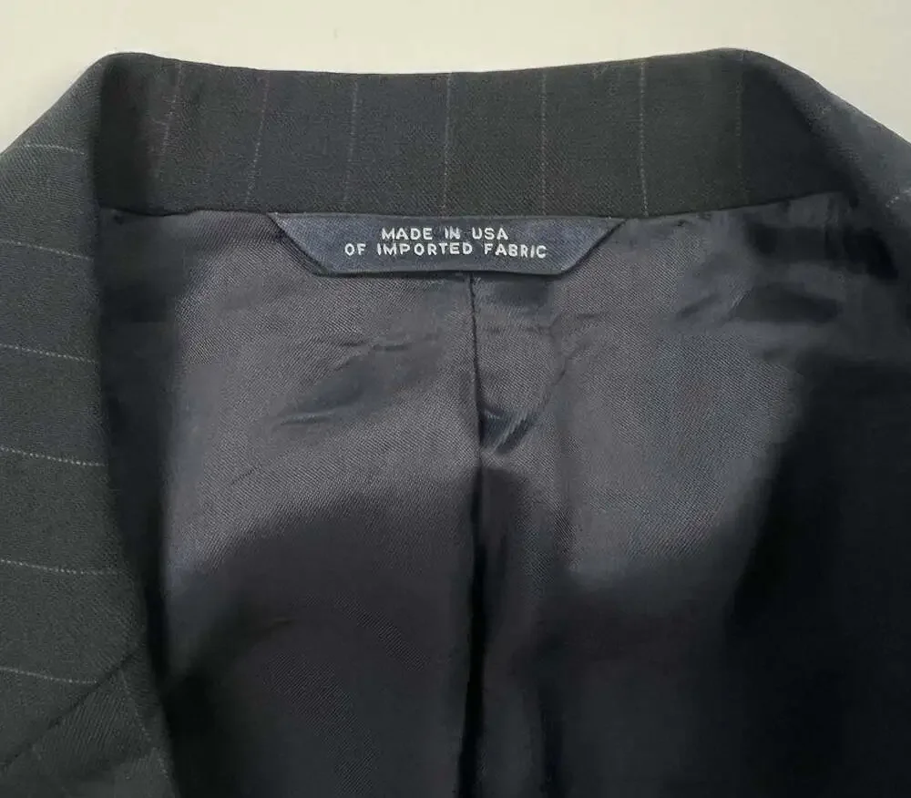 Brooks Brothers Charcoal with Pinstripe Wool Suit Jacket Estimated size 46L -see